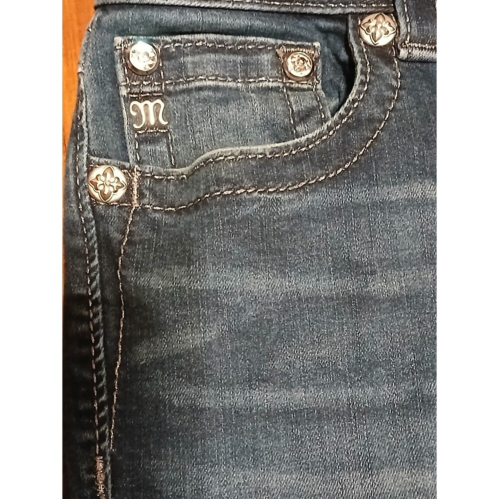 Miss Me 31 Dark Blue Crop Jeans Sequins on back Pockets - Picture 10 of 16